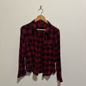 Forever 21 H&M beaded Red and Black Checkered Shirt